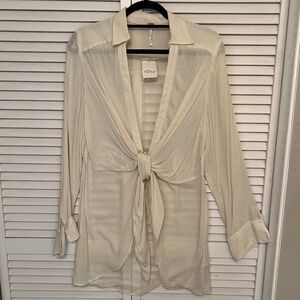 Free People Sheer long sleeve Ivory tunic